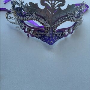 Elegant Silver and Purple Masquerade Mask